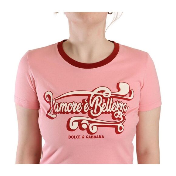 Dolce & Gabbana Pink Cotton Short Sleeves Crewneck T-shirt Women's Top